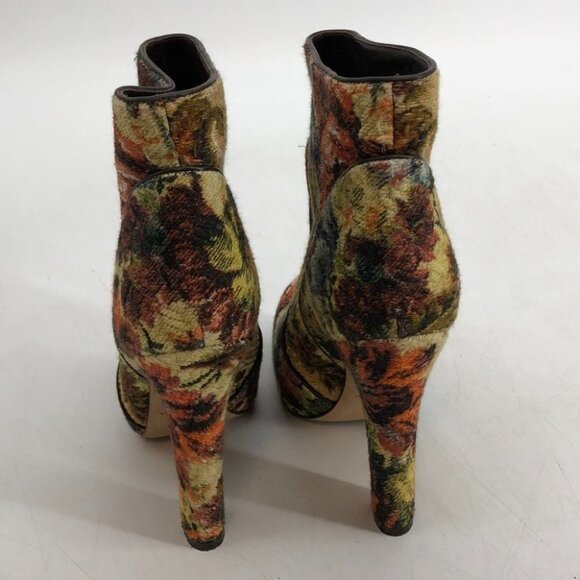 Dolce & Gabbana floral tapestry  jacquard yellow red heeled ankle boots 37 - Picture 5 of 16